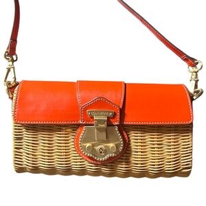 Talbots Orange & Tan Wicker Clutch